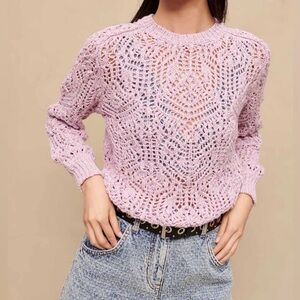 Maje Lavender Crochet Sweater
